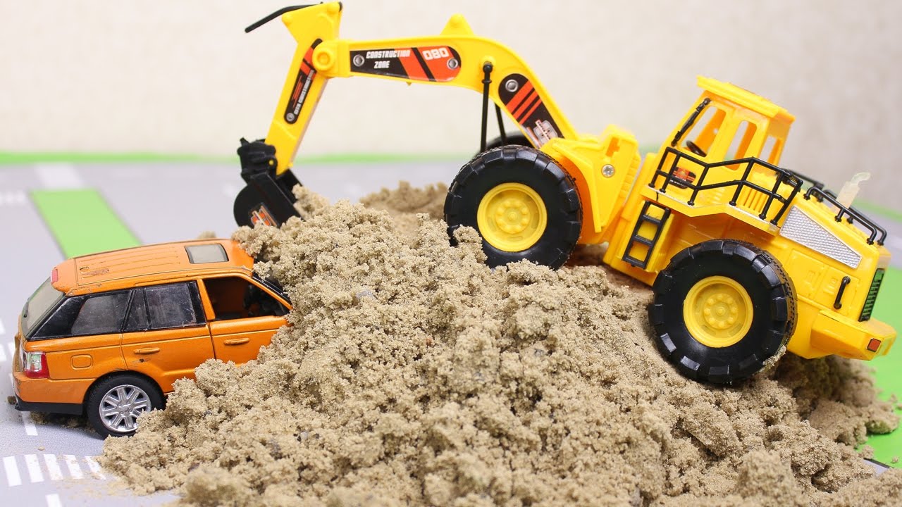 Спецтехника игрушки. Желтый трактор. Трактор экскаватор. Трактор детский большой для песка.