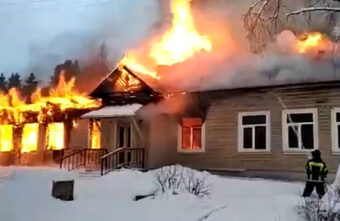 Появилось видео страшного пожара в Тверской области