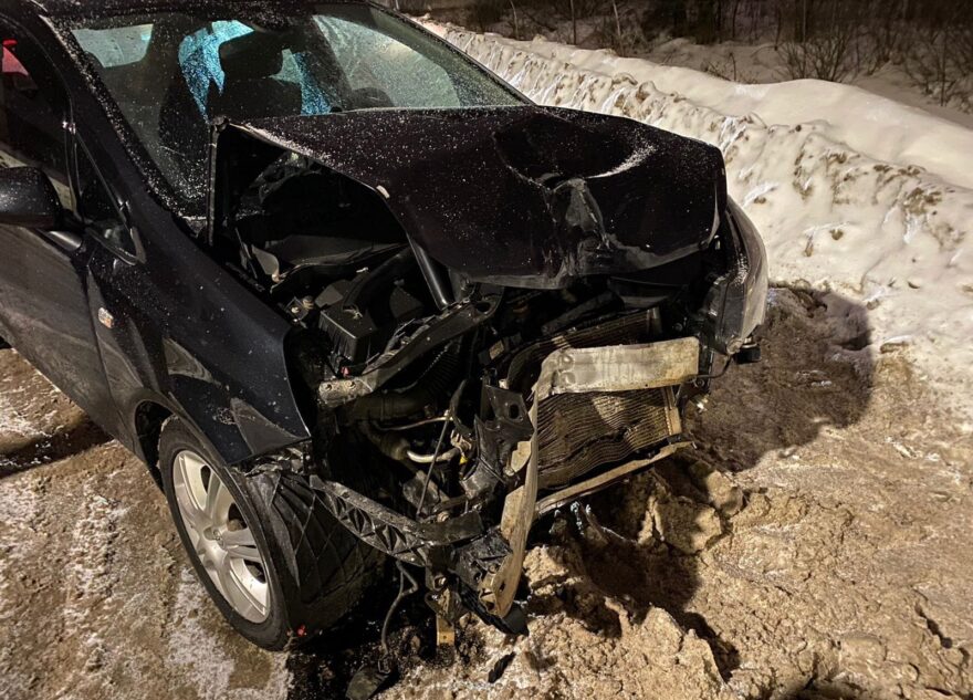 Женщина на иномарке врезалась в столб под Тверью