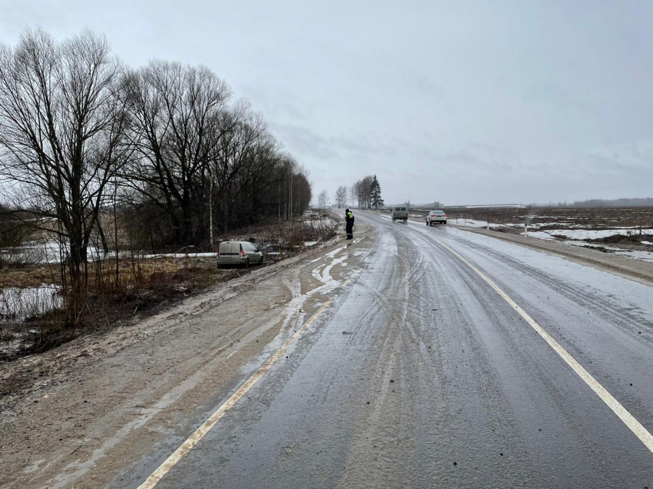 Спешащий водитель оказался в кювете, "вылетев" с трассы в Тверской области