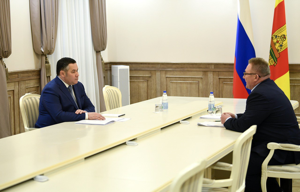 Губернатор Игорь Руденя провел встречу с главой Селижаровского муниципального округа Андреем Куприяновым
