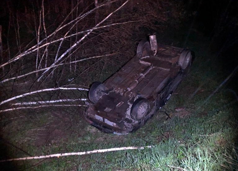 В Тверской области иномарка вылетела в кювет и перевернулась