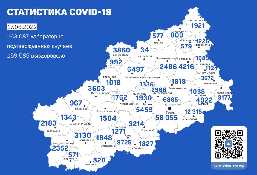 Коронавирус в Тверской области 17 июня: еще 19 человек заразились
