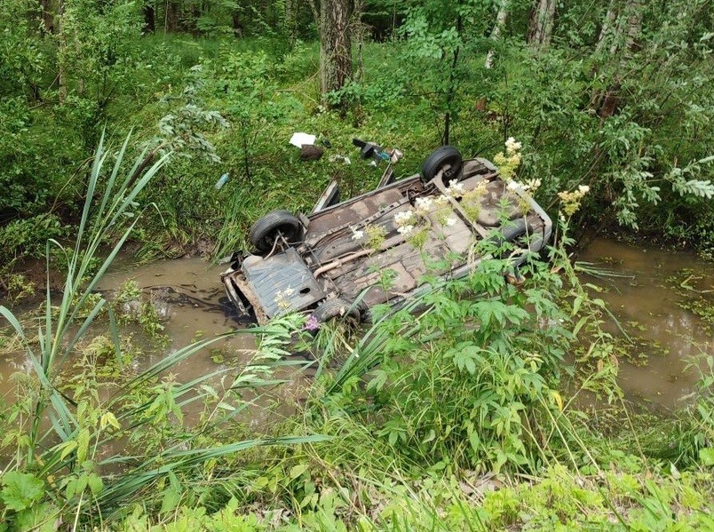 ВАЗ "вылетел" в кювет и перевернулся в Тверской области