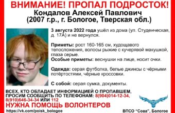 Волонтёры просят жителей Тверской области помочь найти подростка Волонтёры просят жителей Тверской области помочь найти подростка