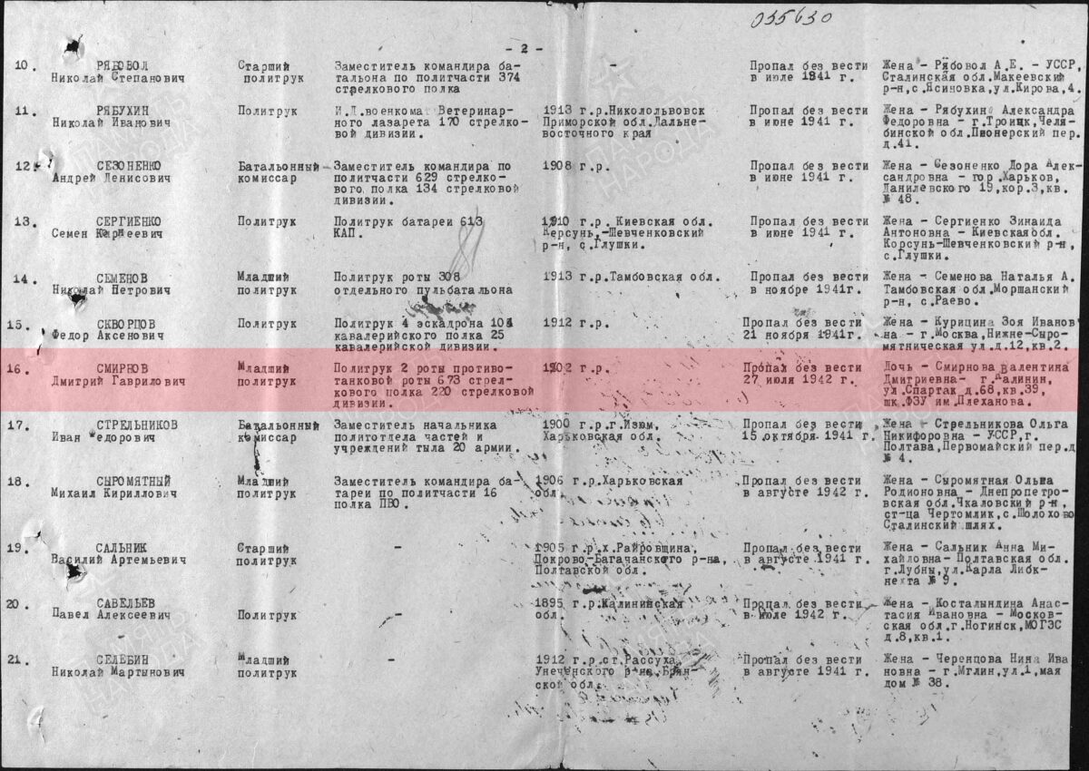 В Тверской области ищут родственников погибшего на фронте бойца