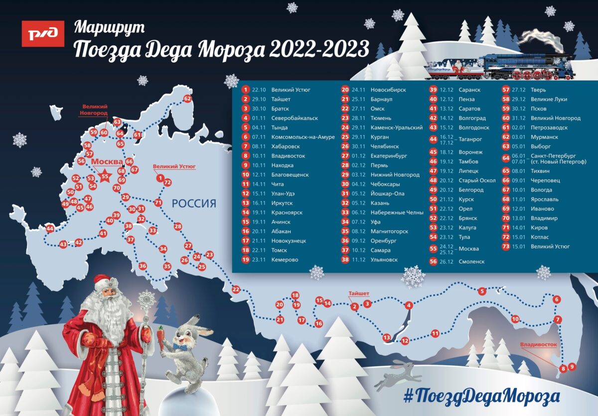 Маршрут деда мороза 2024