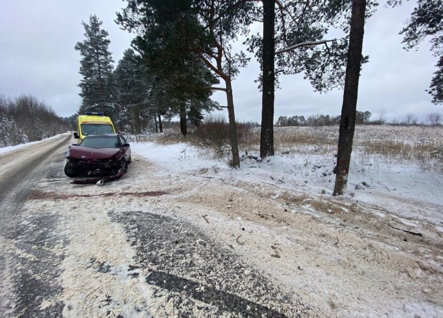 ВАЗ протаранил дерево, съехав с дороги под Тверью ВАЗ протаранил дерево, съехав с дороги под Тверью