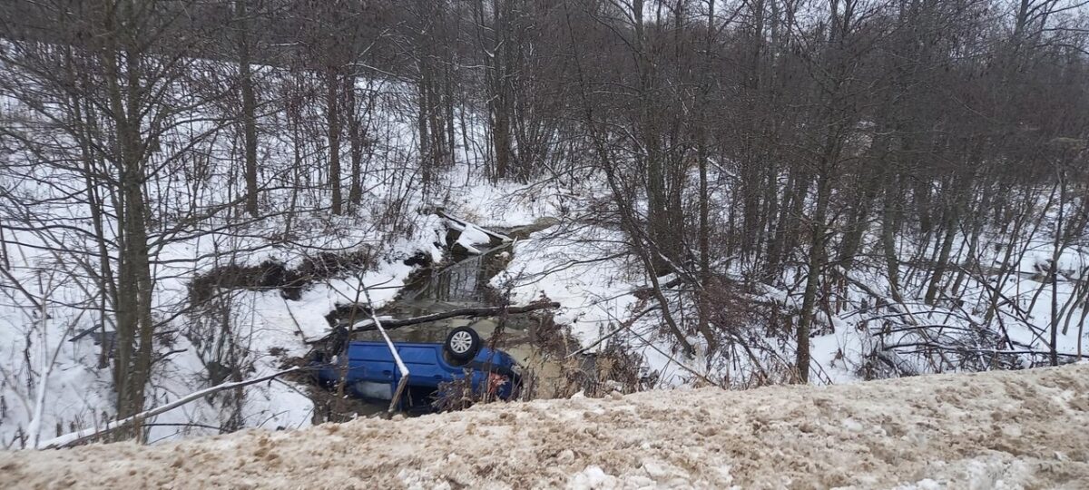 Иномарка оказалась в ручье, "вылетев" в кювет в Тверской области
