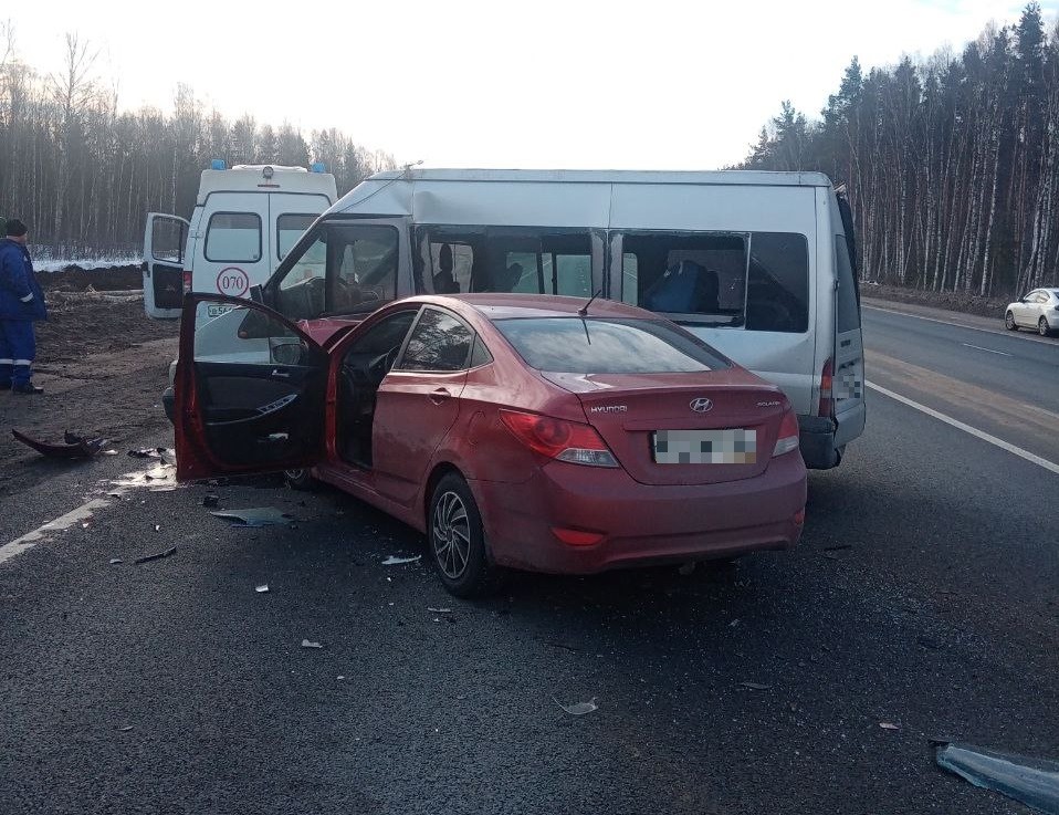 Женщина пострадала в столкновении легковушки и микроавтобуса в Тверской области