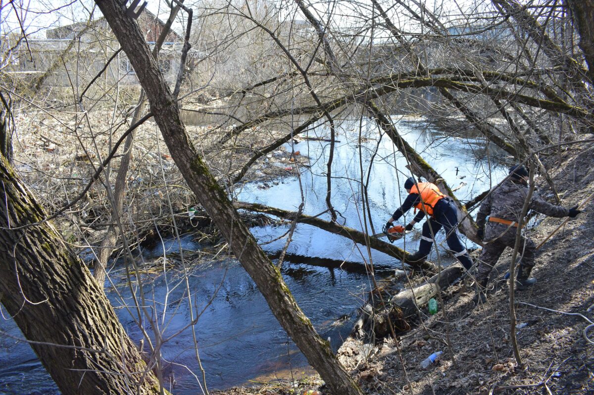 За Тверью очистили русло Тьмаки от мусора и старых деревьев