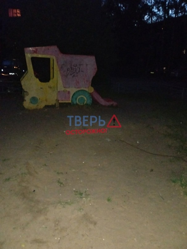 На сломанной детской площадке в Твери бегают крысёныши