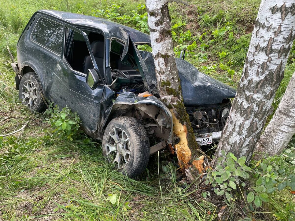 Водитель и пассажир "Нивы" попали в больницу после ДТП в Тверской области