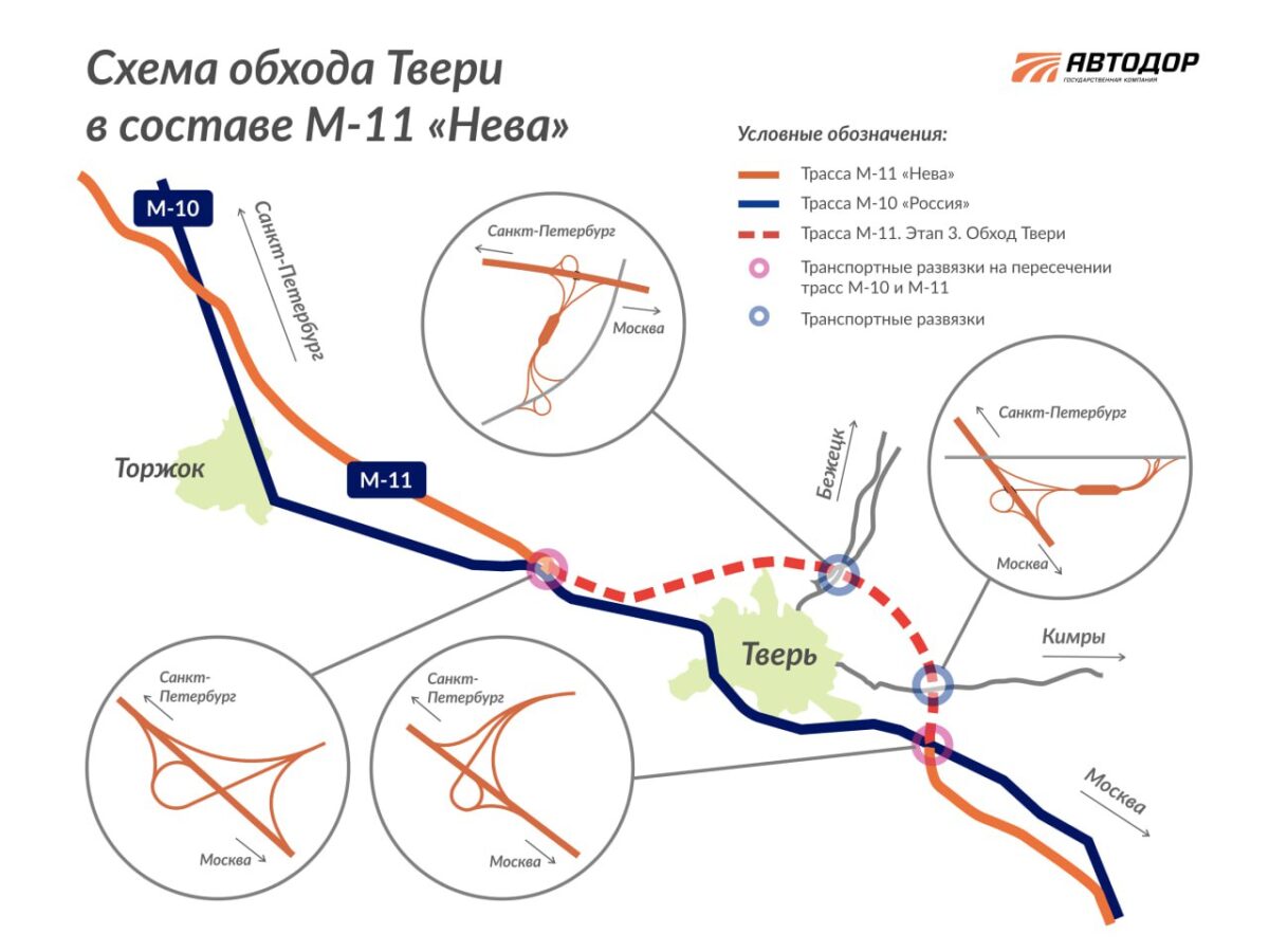 Северный обход твери м11 карта с развязками