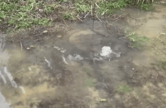 Двор жилого дома в Твери заполняет вода из канализационного люка