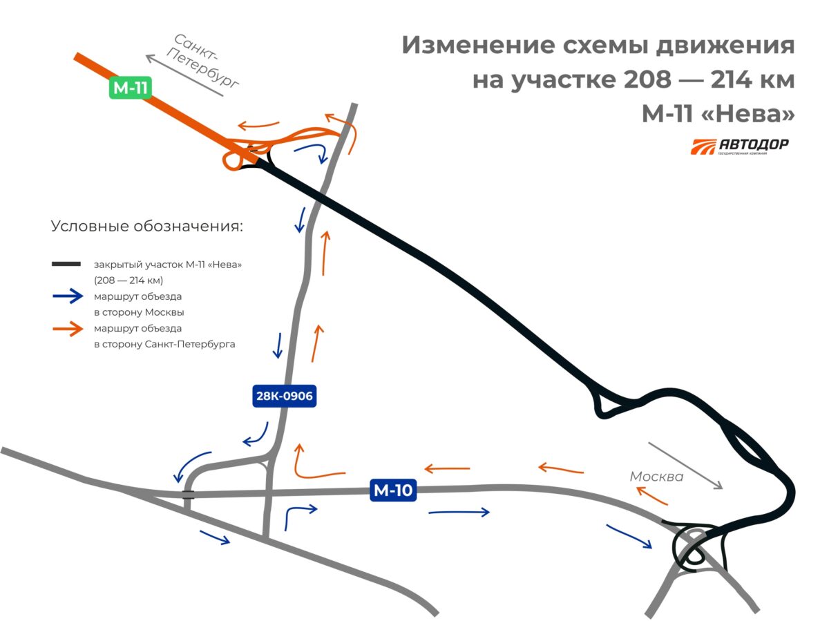 На трассе М-11 в Тверской области перекроют движение в обе стороны | ТОП  Тверь новости