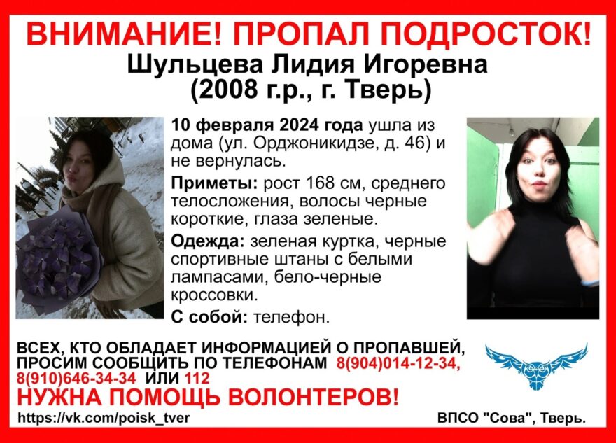 Девочка-подросток ушла из дома в Твери и не вернулась