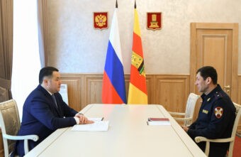 Губернатор Игорь Руденя провел встречу с начальником Федеральной службы войск национальной гвардии РФ по Тверской области Иваном Гричановым