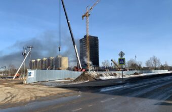 Появилось видео пожара в недостроенном доме в Твери