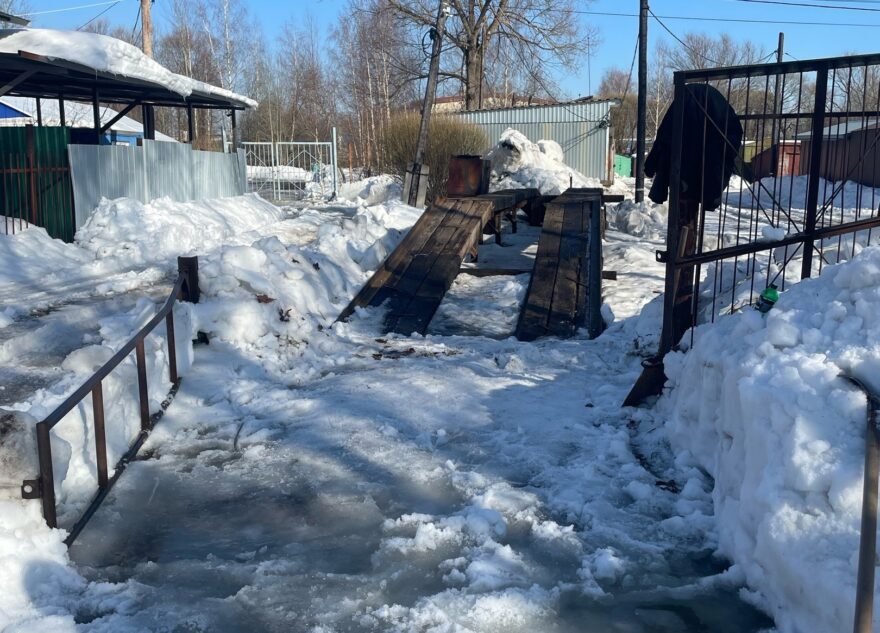 Двое мужчин с лопатами сделали эстакаду в Тверской области