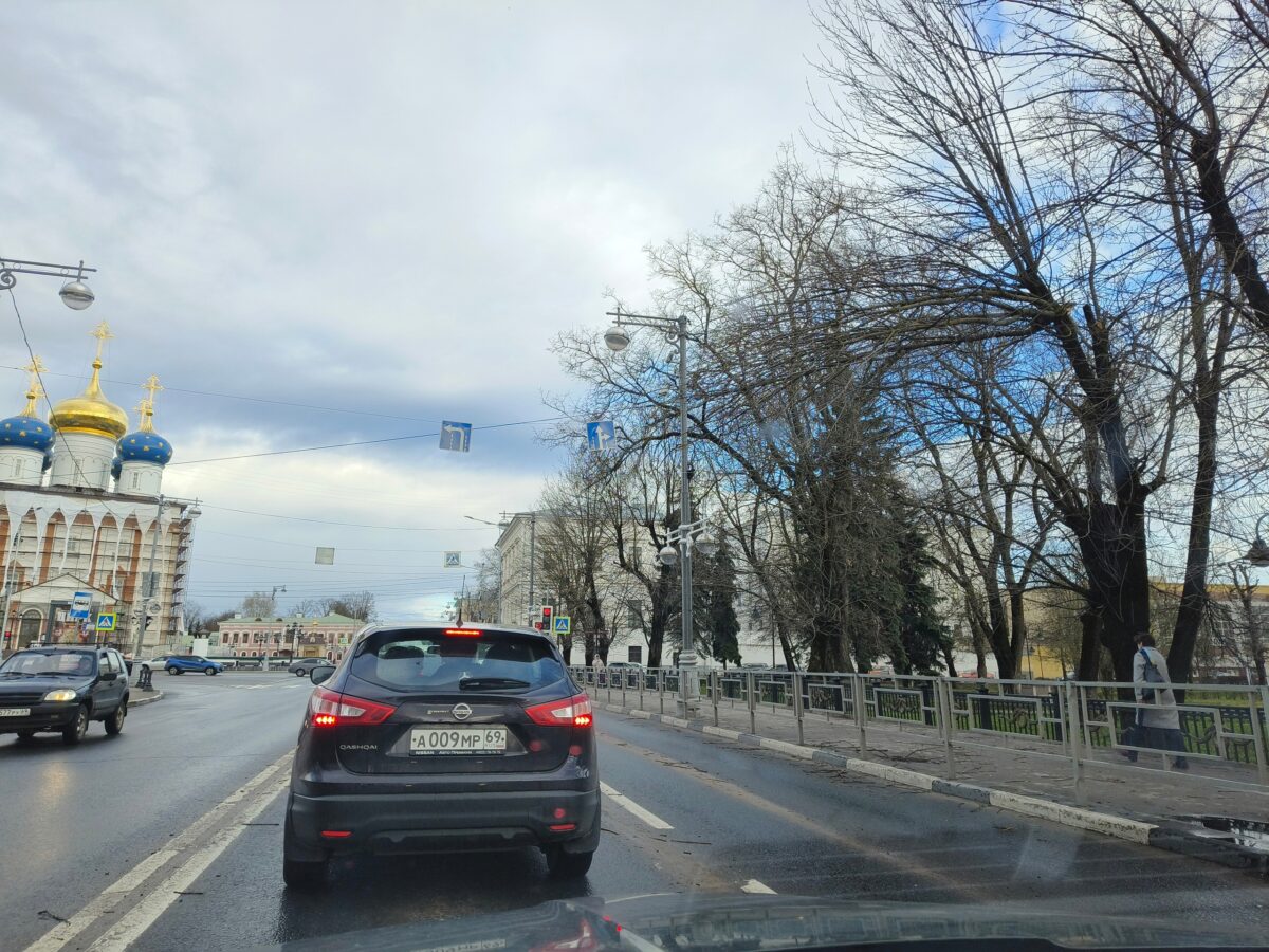 В центре Твери над проводами у дороги нависла сломанная ветка | ТОП Тверь  новости