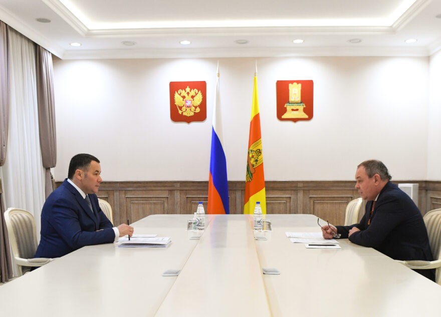 Губернатор провел встречу с главой Нелидовского округа Дмитрием Лебедевым