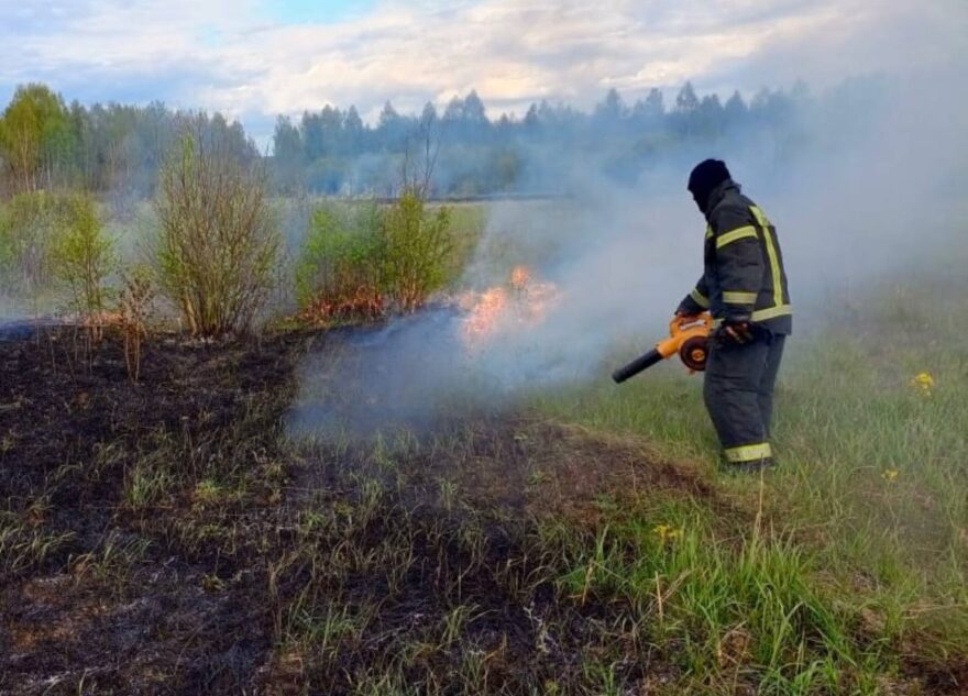 Под Тверью ликвидировали возгорание травы