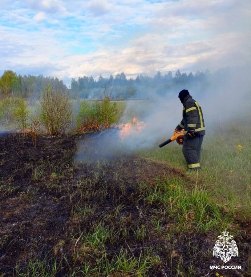 Под Тверью ликвидировали возгорание травы