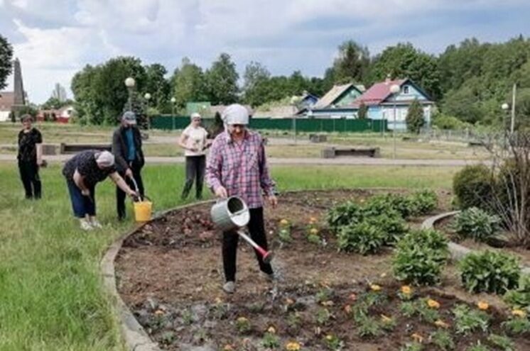 В андреапольском сквере благоустроили клумбы