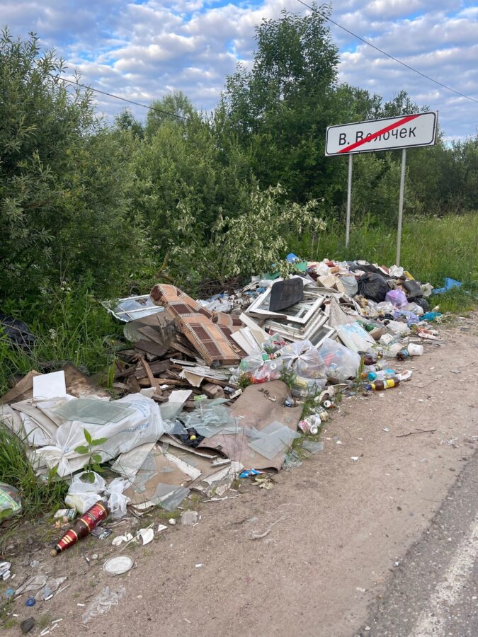 Жители Тверской области устроили свалку рядом с новыми пустыми контейнерами