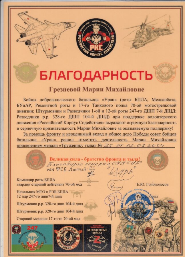 Художницу Марию Грезневу из Тверской области наградили медалью за помощь СВО