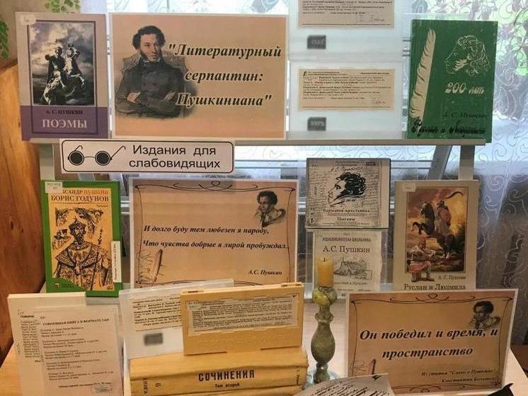 В библиотеке Андреаполя для слабовидящих читателей подготовили выставку специальных изданий Пушкина