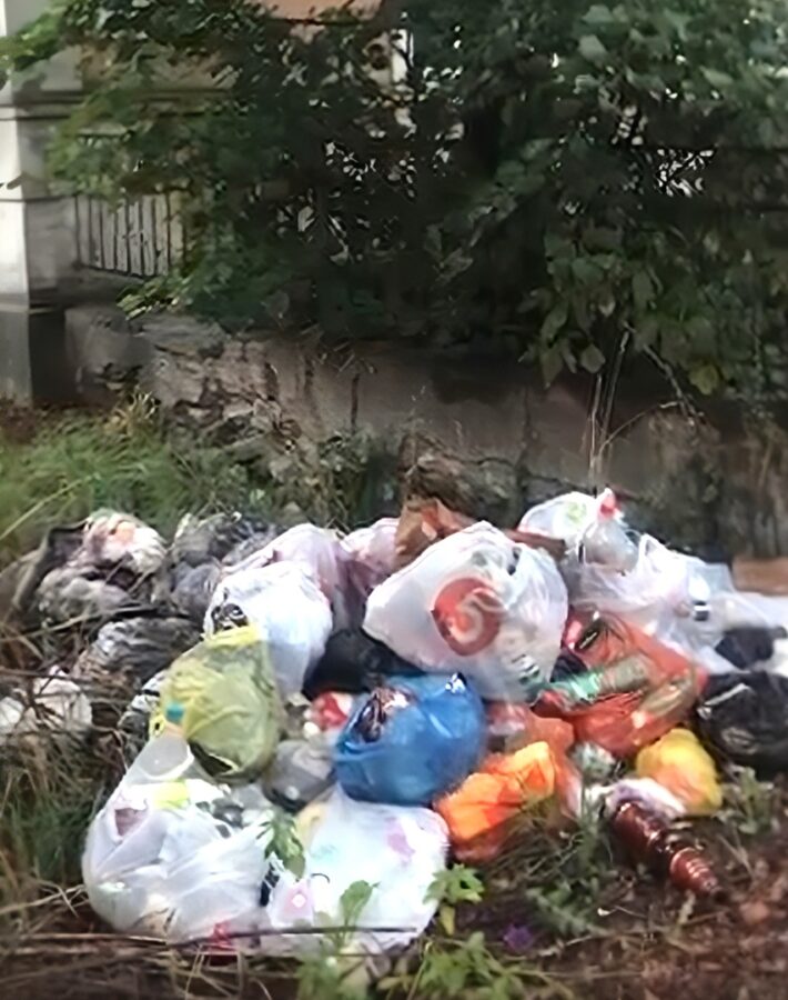 В Твери под окнами дома образовалась гора мусора