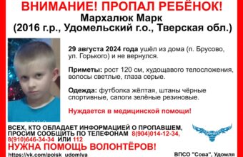 В Тверской области пропал мальчик в жёлтой футболке В Тверской области пропал мальчик в жёлтой футболке