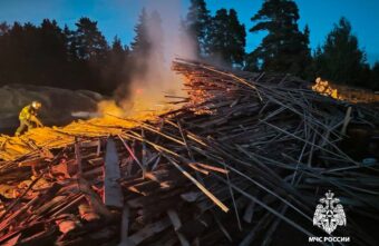В деревне под Тверью загорелись порубочные остатки В деревне под Тверью загорелись порубочные остатки