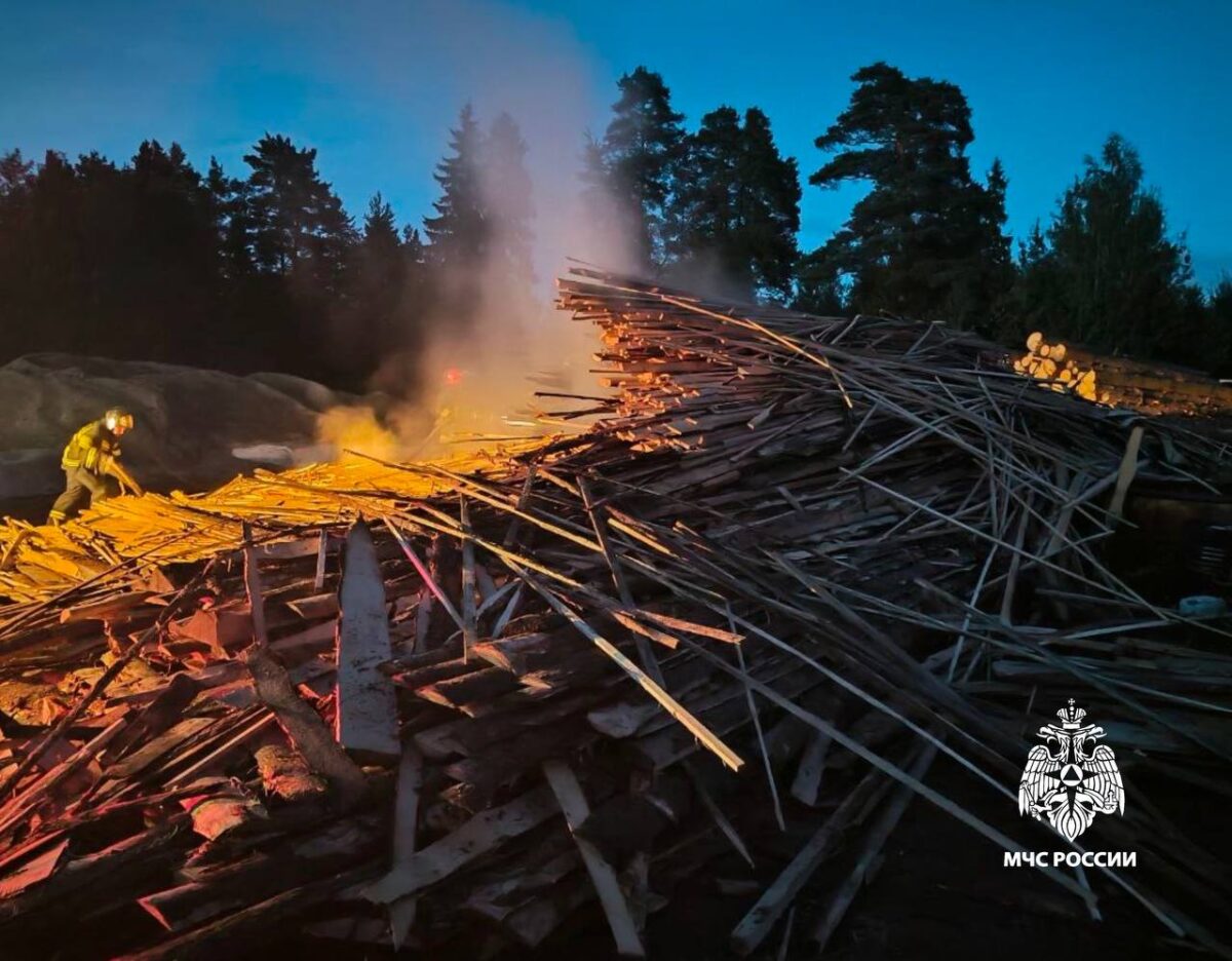 В деревне под Тверью загорелись порубочные остатки