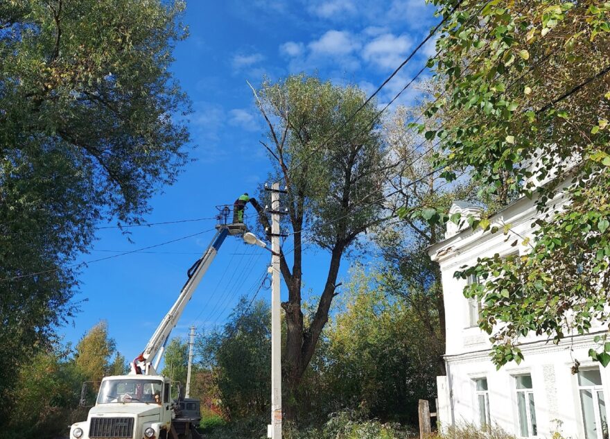 В городе Тверской области ветки рвали провода рядом с домами