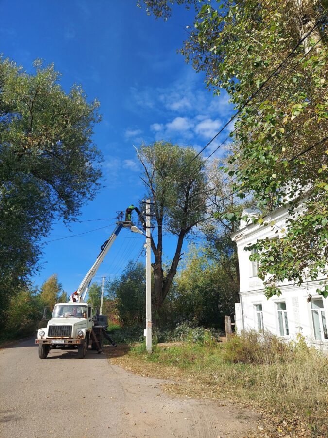 В городе Тверской области ветки рвали провода рядом с домами