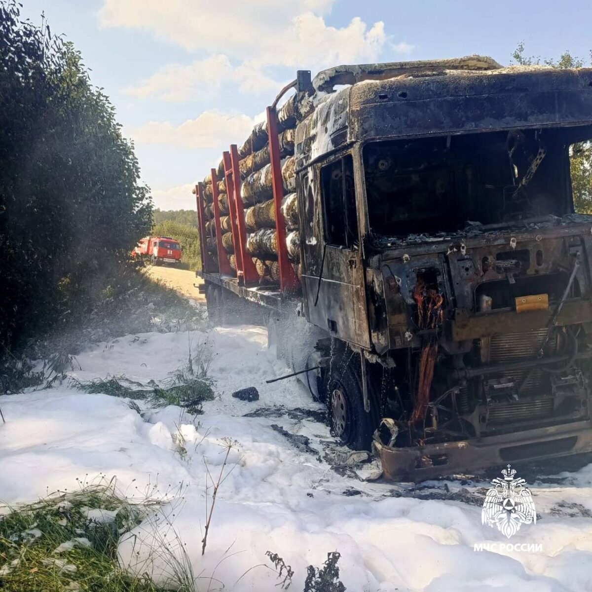 В Тверской области сгорел лесовоз
