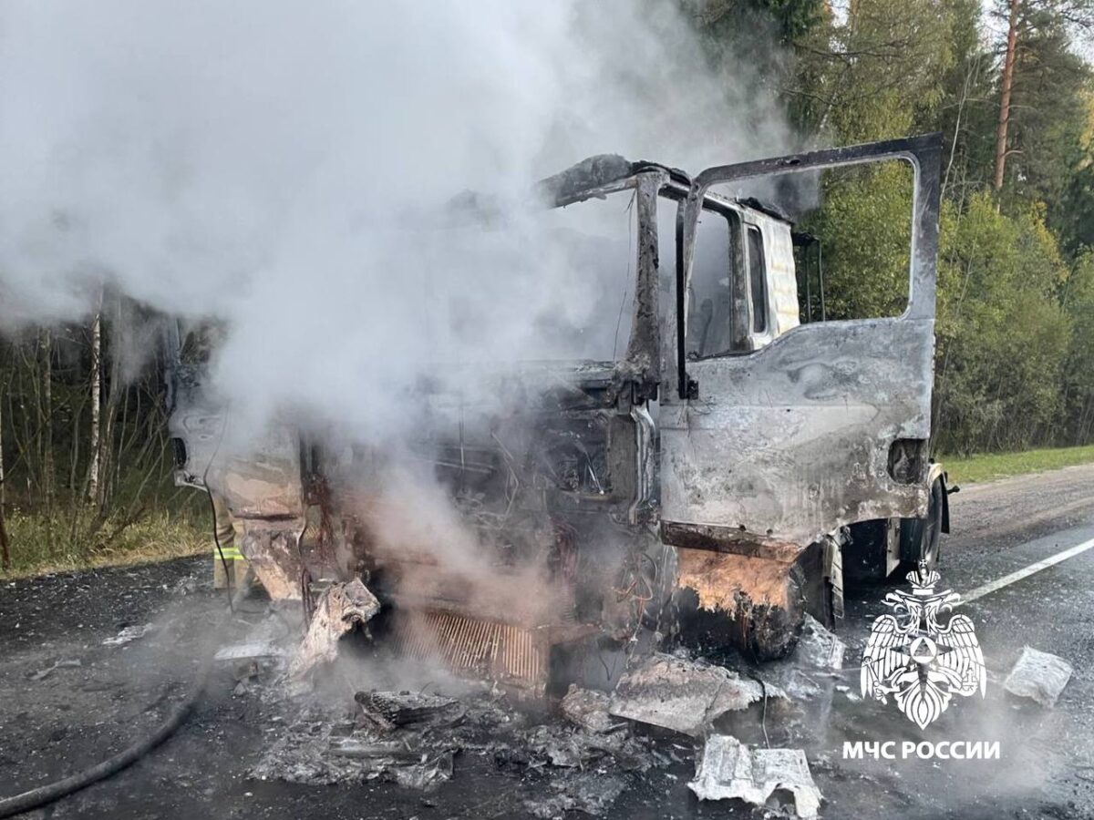 Вечером в Тверской области сгорел грузовик