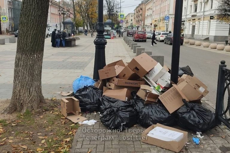 Центр Твери забросали огромным количеством мусора Центр Твери забросали огромным количеством мусора