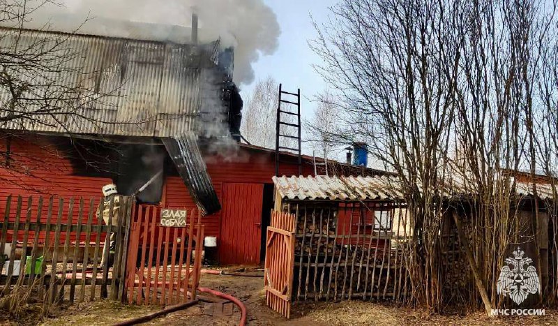 Огонь уничтожил дом в деревне в Тверской области