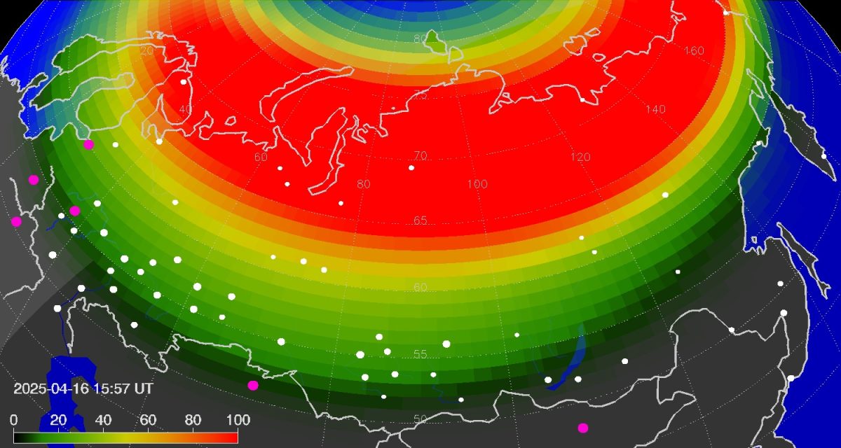 Начавшаяся 15 апреля магнитная буря резко усилилась
