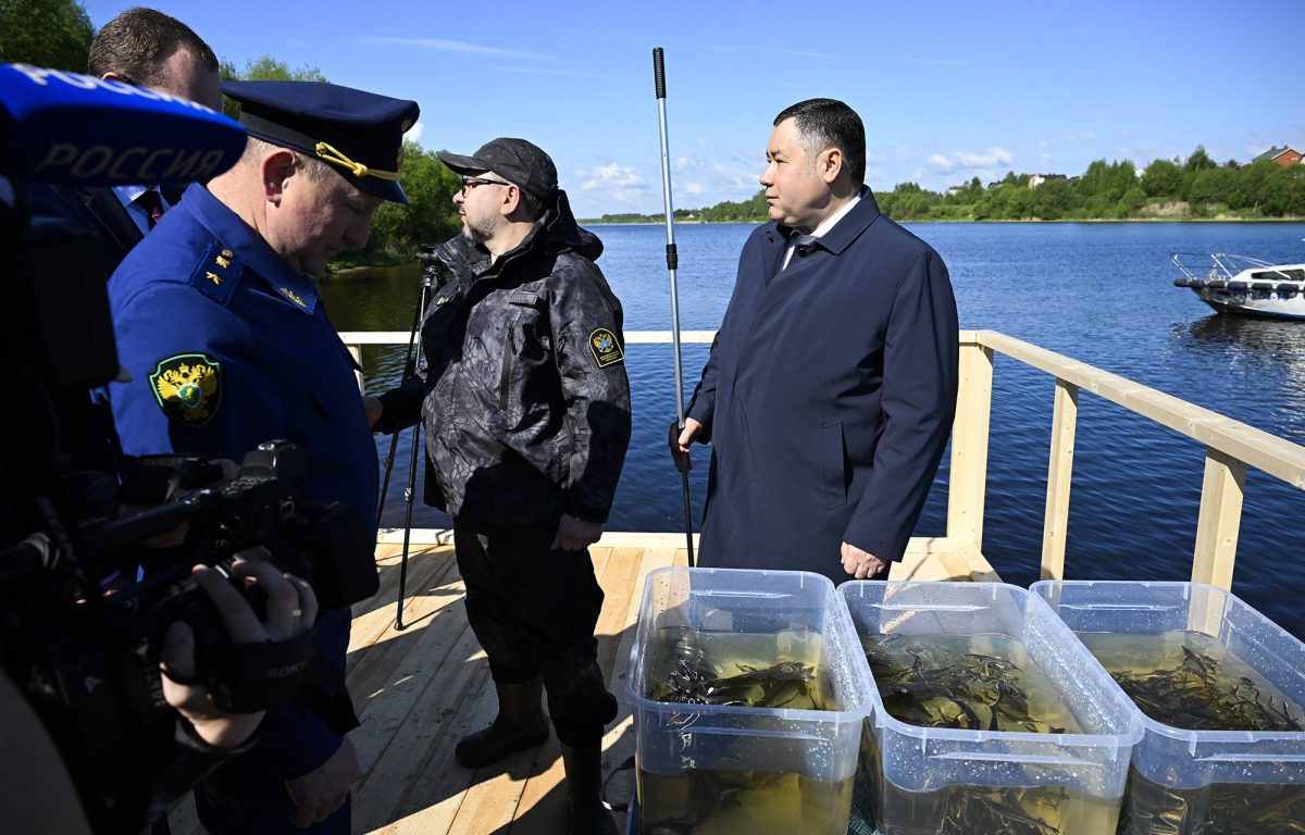 Игорь Руденя вместе с суворовцами и юннатами выпустил в Волгу молодь стерляди