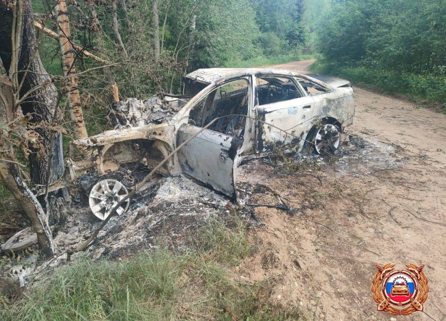 На трассе в Тверской области машина врезалась в дерево и сгорела дерево