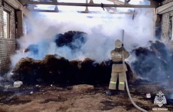 В Тверской области сгорел ангар с сеном ангар