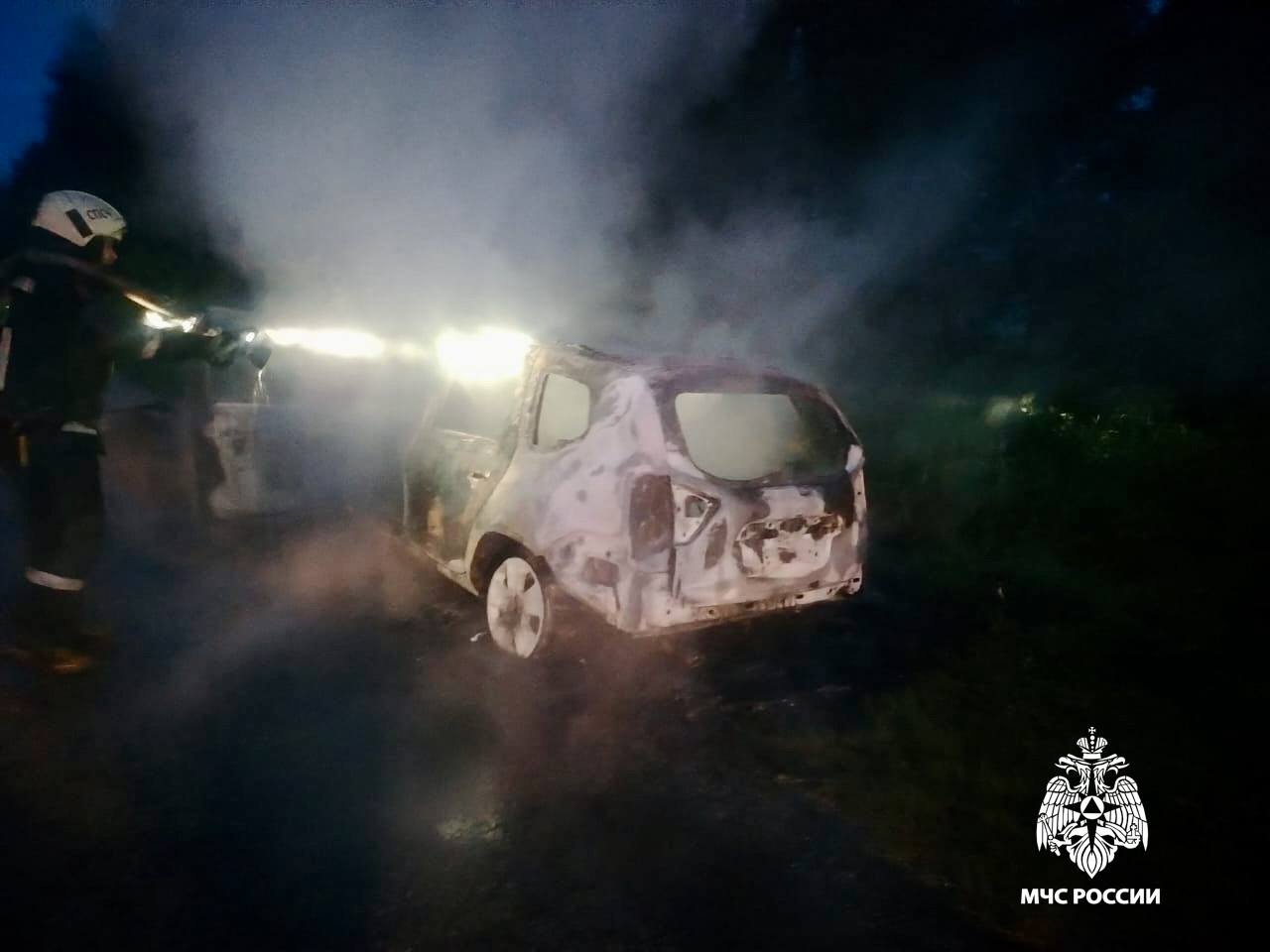 В Тверской области полностью сгорел автомобиль