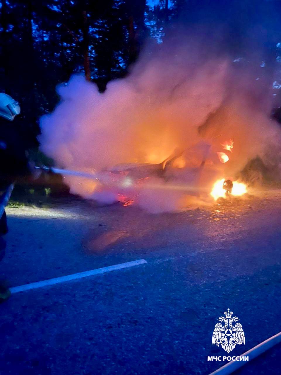 В Тверской области полностью сгорел автомобиль