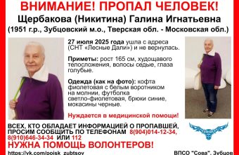 В Тверской области пропала пенсионерка в фиолетовой кофте пропала