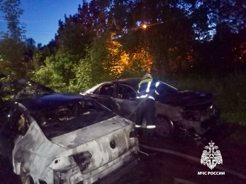 Ночью в Тверской области сгорели две иномарки